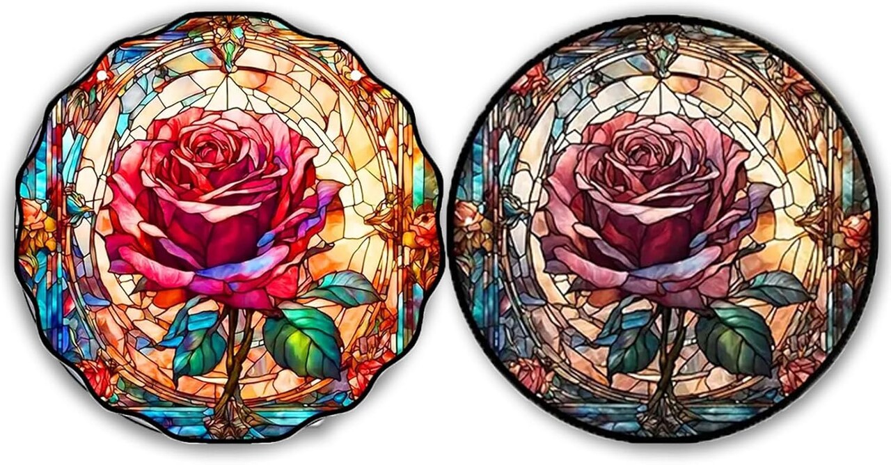 2-Piece Diamond Painting Kits for Adults,5D DIY Full Drill Round Art Gems Rose Flower Art Perfect for Home Wall Deco Diamond
